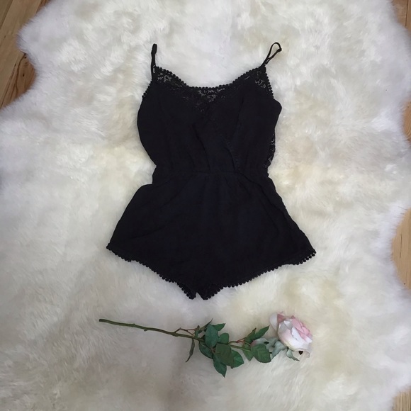 Ambiance Pants - Ambiance black lace romper